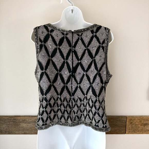 Cote D' Azur Silk Beaded Top Evening Embroidered XL Crop Formal - Picture 3 of 9